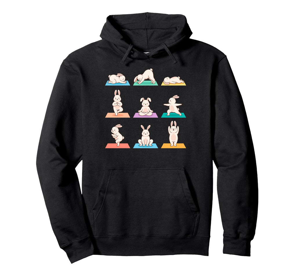 Funny Rabbits Yoga Poses Hoodie - Casual Everyday Wear Men Women - T-Shirt, Sweatshirt, Hoodie
