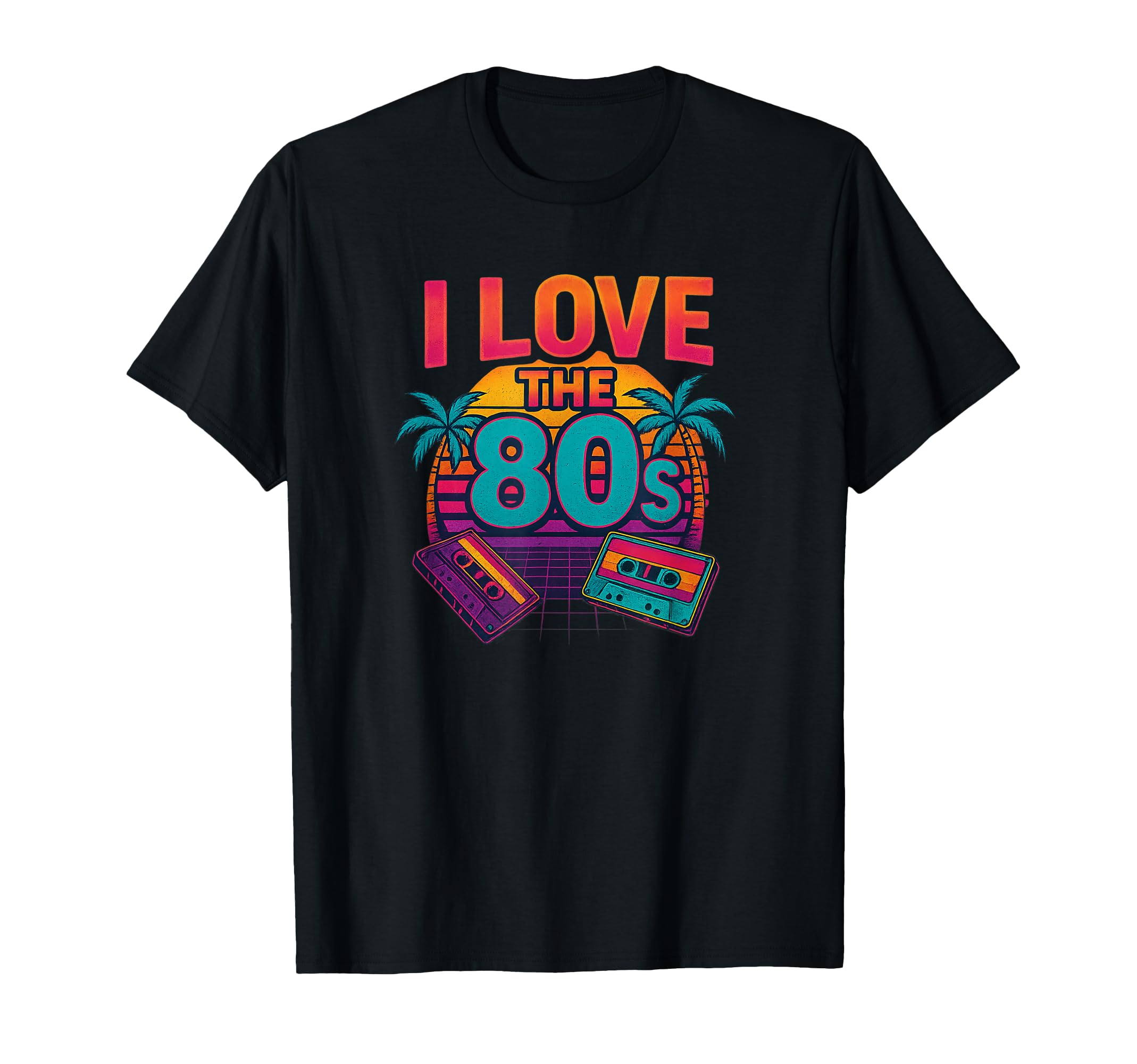I Love 80S Neon Palm Trees T-Shirt - Custom Art Print Men Women - T-Shirt, Sweatshirt, Hoodie