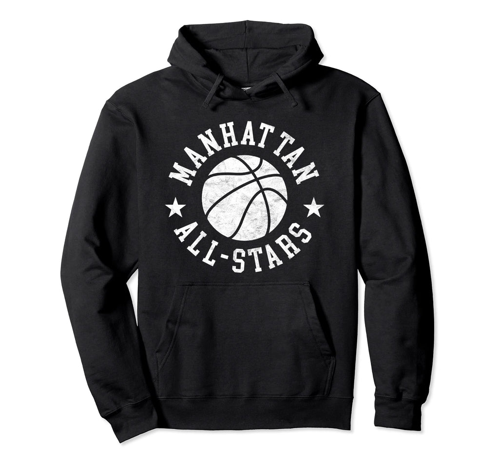 Manhattan All Stars Distressed 80S Hoodie - Novelty Apparel Men Women - T-Shirt, Sweatshirt, Hoodie