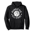 Manhattan All Stars Distressed 80S Hoodie - Novelty Apparel Men Women - T-Shirt, Sweatshirt, Hoodie