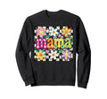 Mama Colorful Floral Checkerboard Sweatshirt - Aesthetic Graphic Men Women - T-Shirt, Sweatshirt, Hoodie