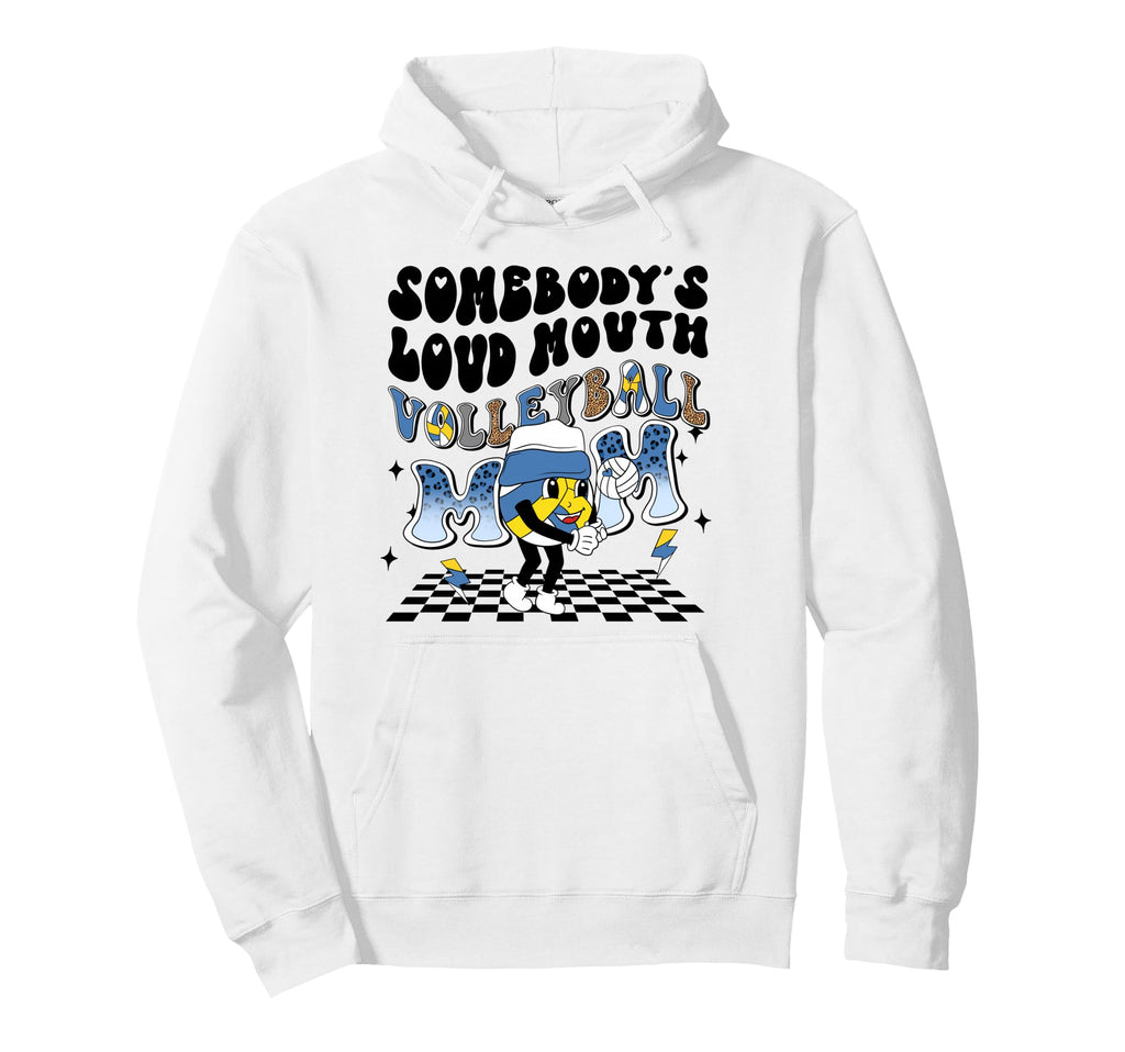Volleyball Mom Leopard Blue Yellow Hoodie - Fun Novelty Design Unisex - T-Shirt, Sweatshirt, Hoodie