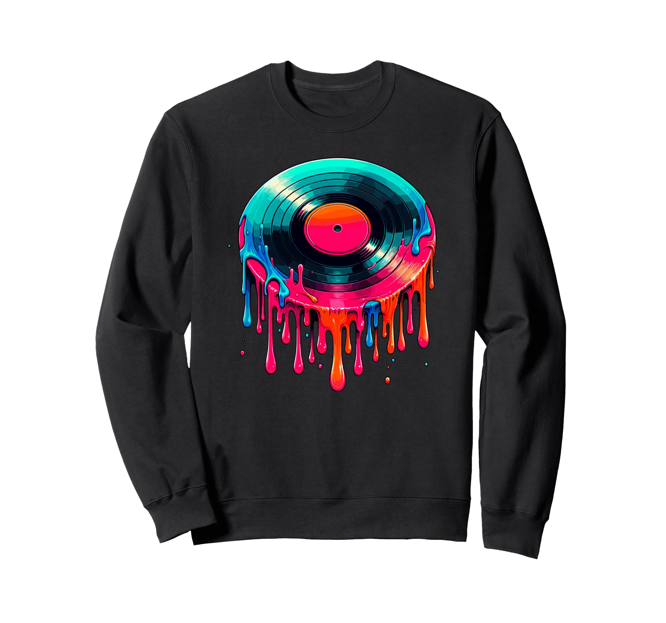Dripping Paint Art Vinyl Disc Sweatshirt - Casual Everyday Wear Men Women - T-Shirt, Sweatshirt, Hoodie