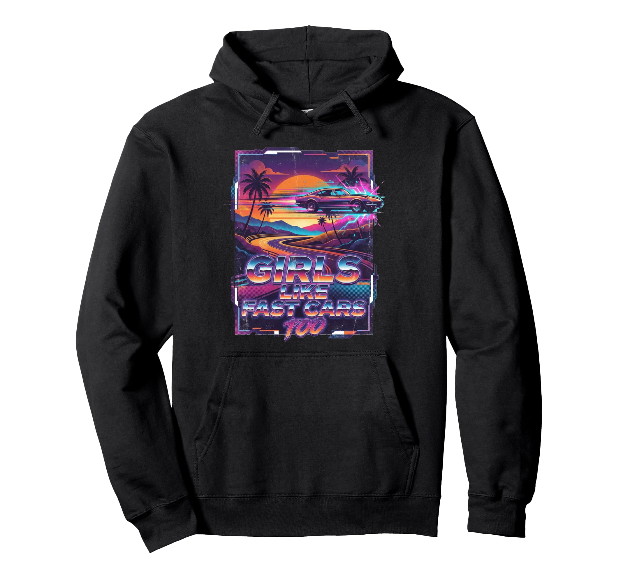 Racing Lovers Like Fast Cars Too 80S Hoodie - Casual Everyday Wear Unisex - T-Shirt, Sweatshirt, Hoodie