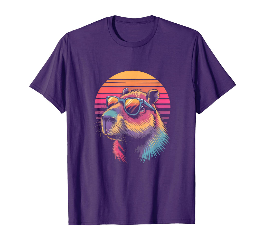 Capybara Sunglasses 80S Synthwave T-Shirt - Fun Novelty Design for Adults - T-Shirt, Sweatshirt, Hoodie