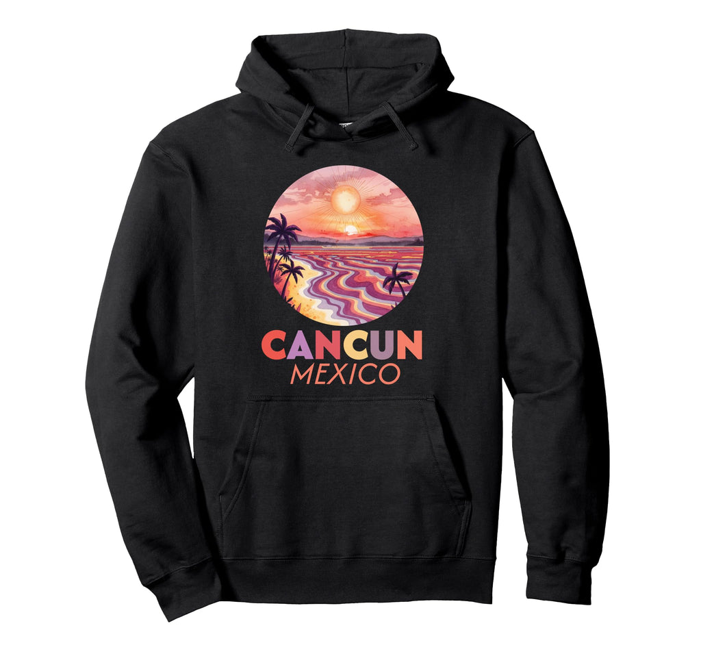 Cancun Mexico Sunset Tropical Beach Hoodie - Minimalist Print for Adults - T-Shirt, Sweatshirt, Hoodie