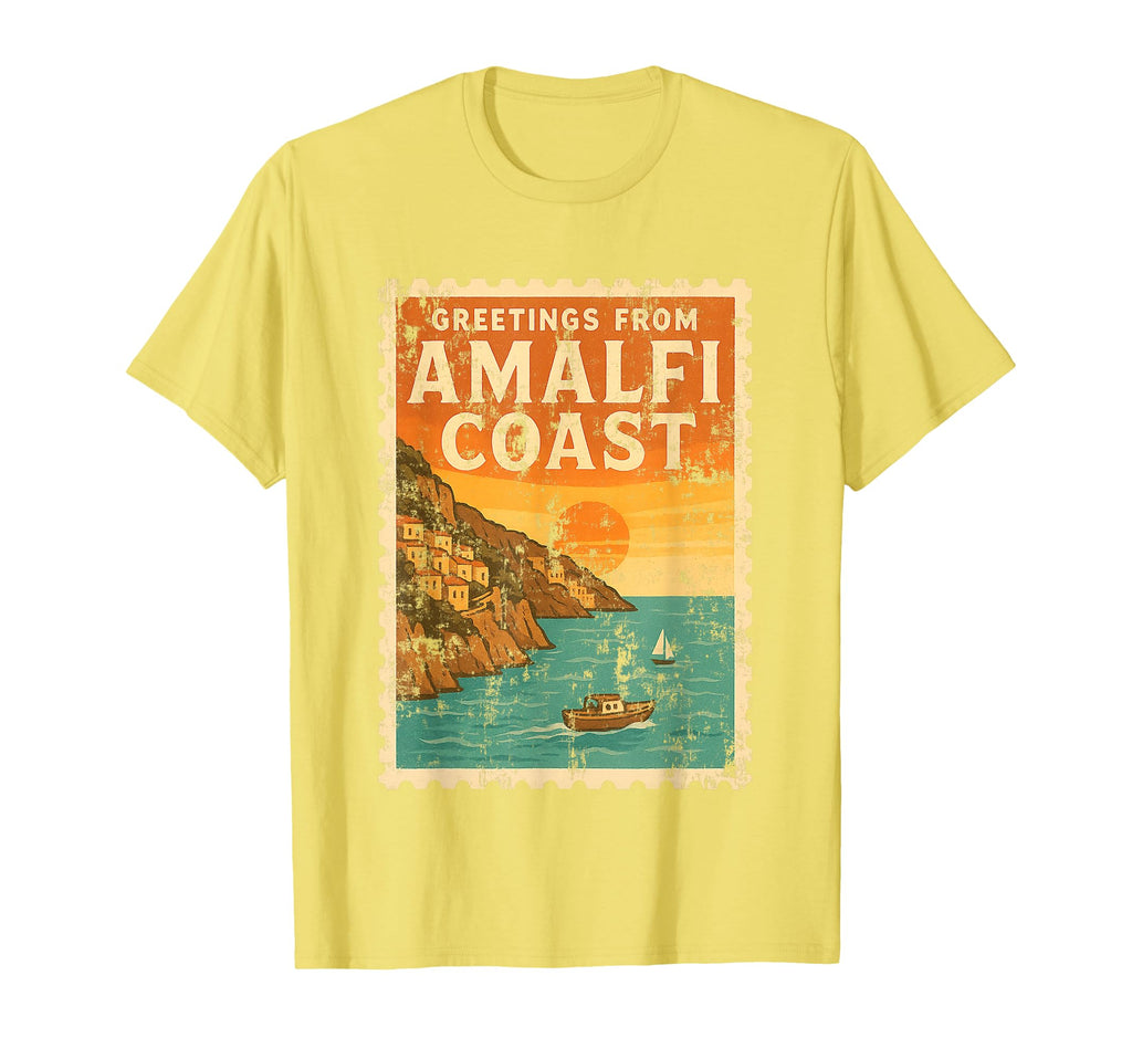 Amalfi Coast Sunset Italy Postcard T-Shirt - Unique Graphic Unisex - T-Shirt, Sweatshirt, Hoodie