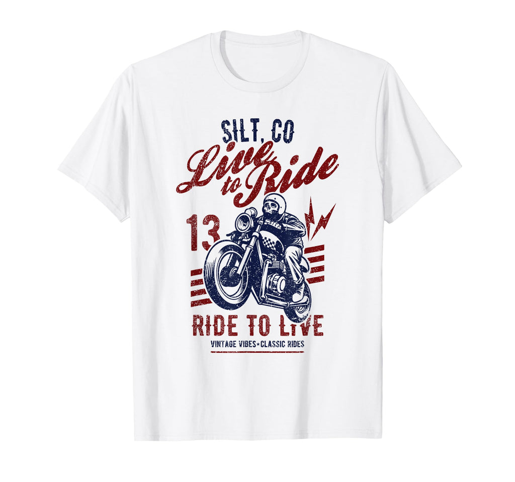 Silt Colorado Usa Motorcycle Skull T-Shirt - Novelty Apparel Men Women - T-Shirt, Sweatshirt, Hoodie