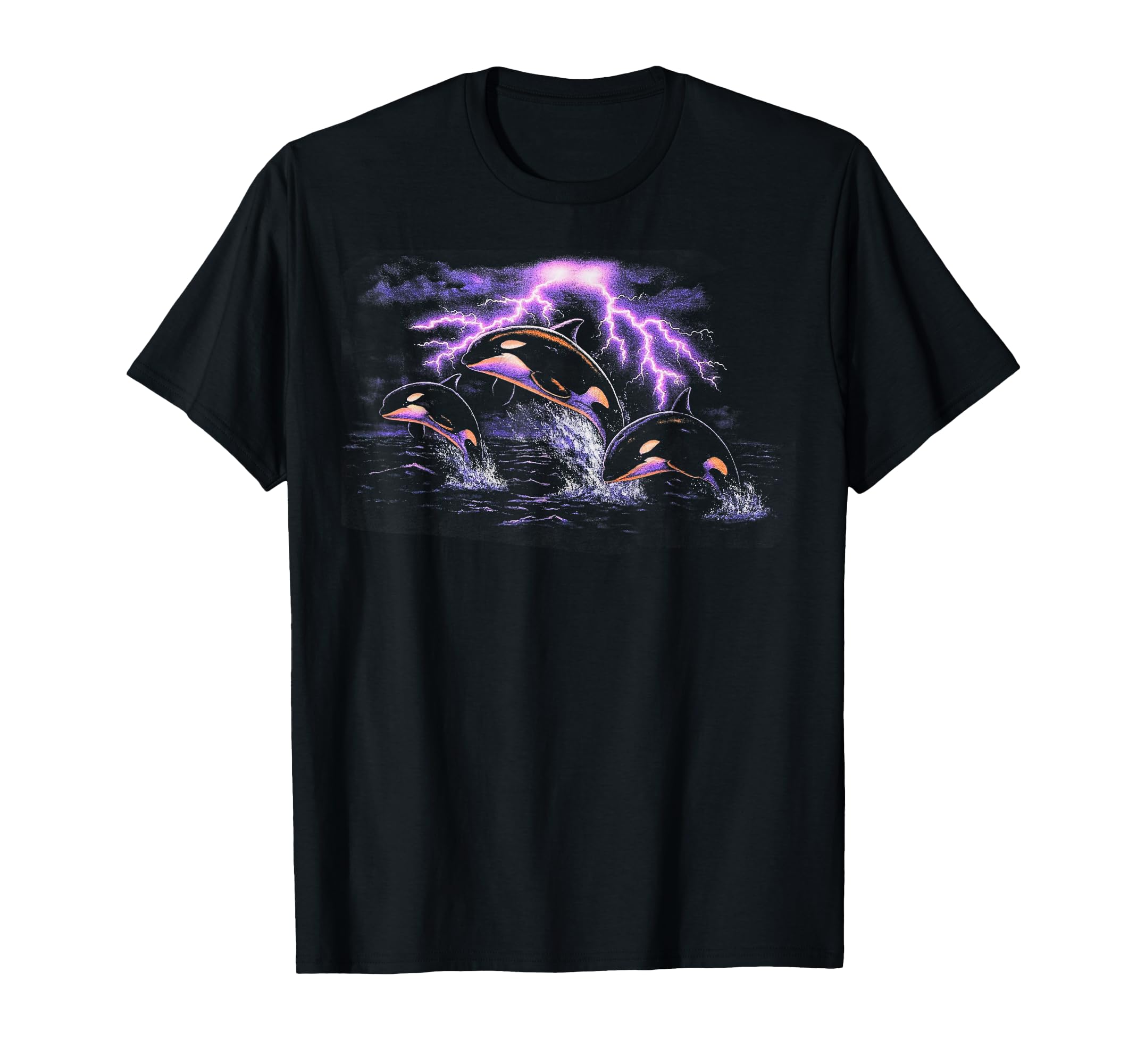 Orca Lightning 90S Nature Ocean Sea T-Shirt - Casual Everyday Wear Unisex - T-Shirt, Sweatshirt, Hoodie