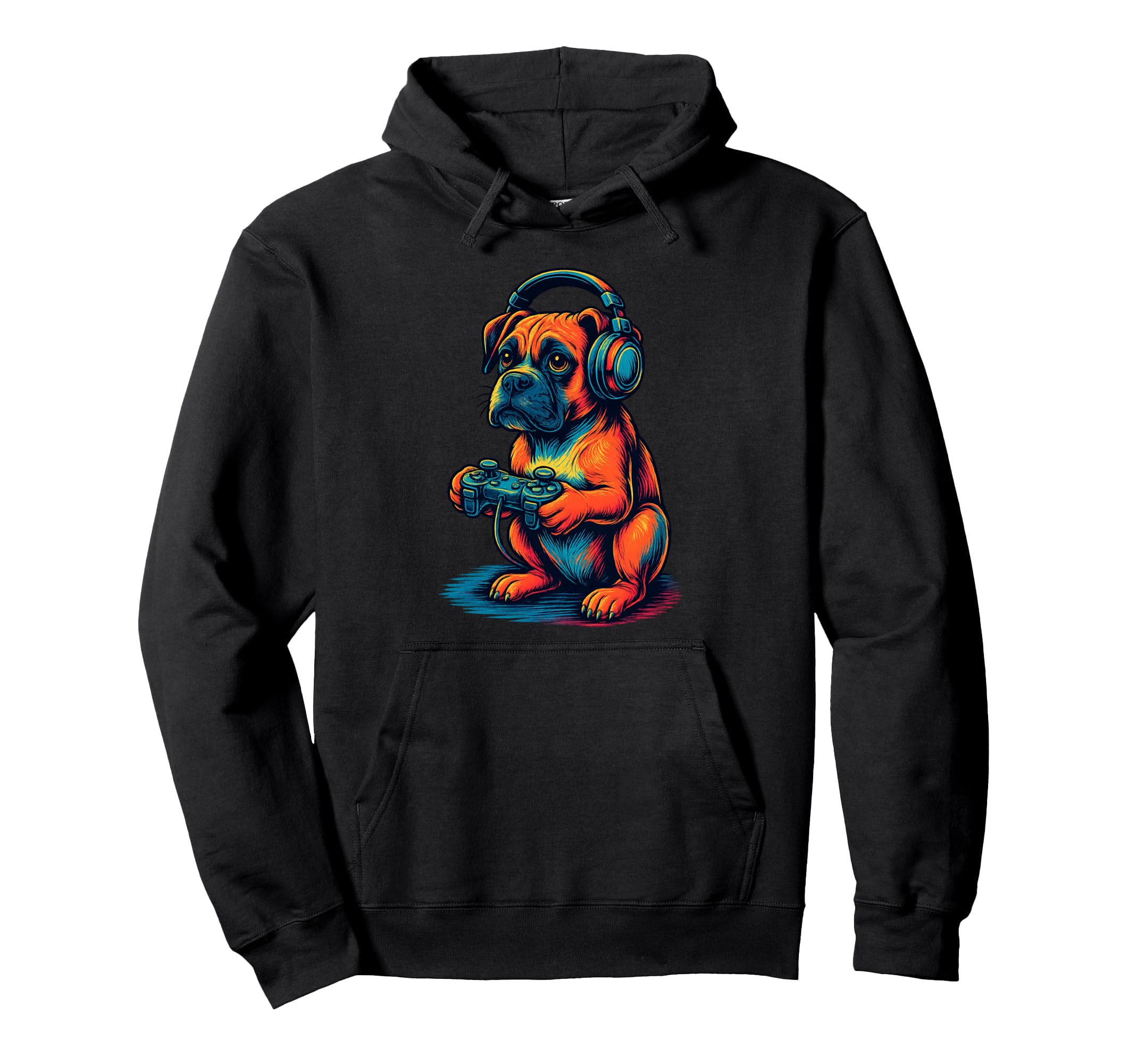 Boxer Dog Gamer Gaming Dog Lover Hoodie - Trendy Graphic Men Women - T-Shirt, Sweatshirt, Hoodie
