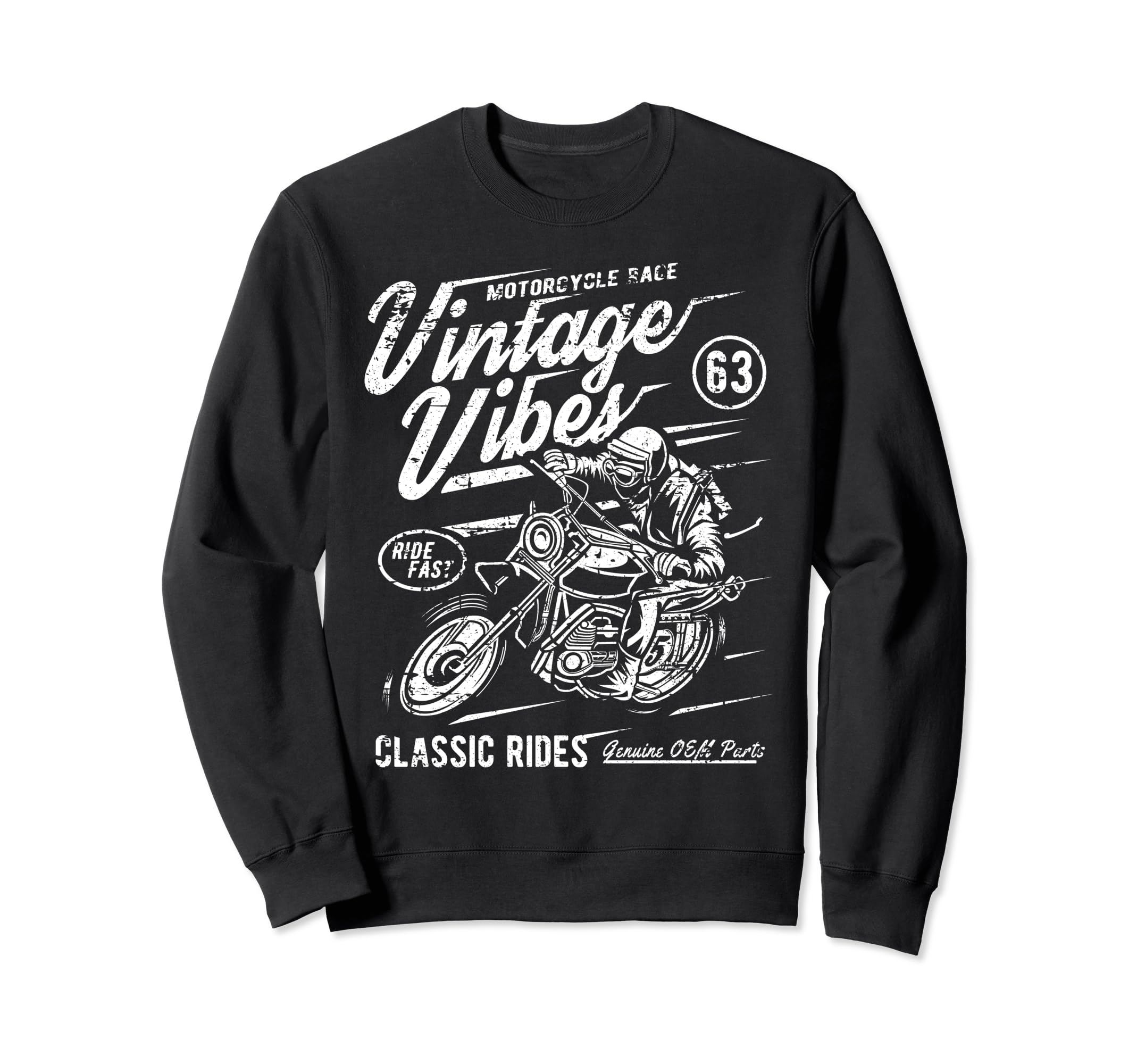 Vibes Rides Motorcycle Race Sweatshirt - Aesthetic Graphic Unisex - T-Shirt, Sweatshirt, Hoodie