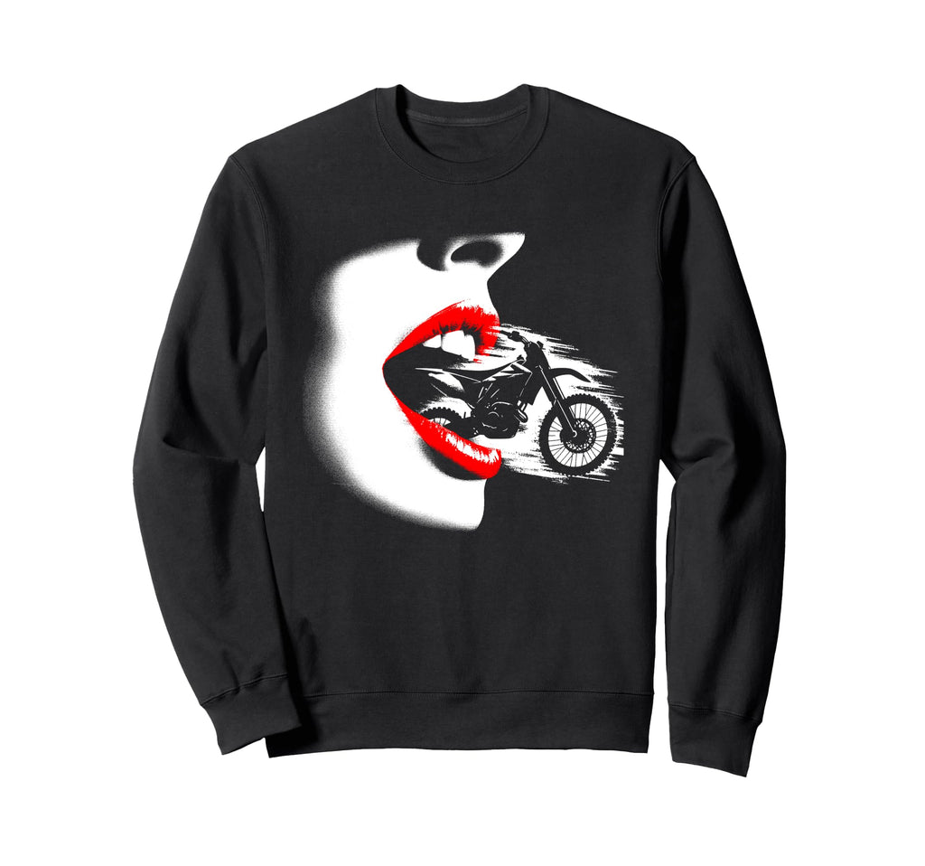 Red Lips Dirt Bike Motorcycle Lover Sweatshirt - Trendy Graphic Men Women - T-Shirt, Sweatshirt, Hoodie