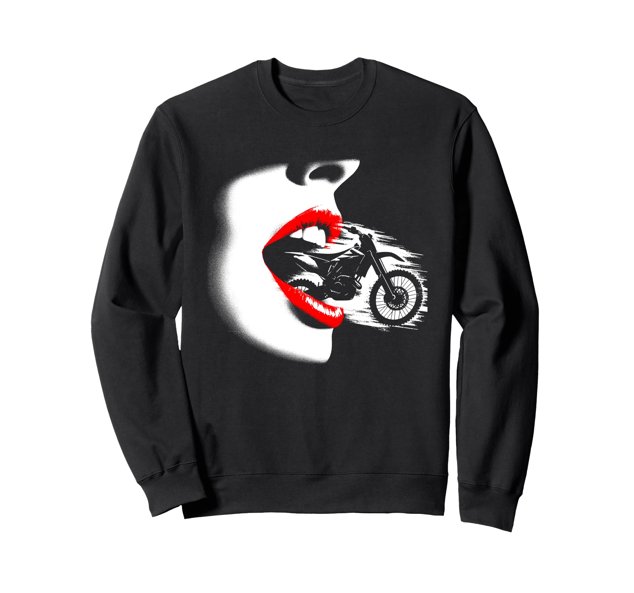 Red Lips Dirt Bike Motorcycle Lover Sweatshirt - Trendy Graphic Men Women - T-Shirt, Sweatshirt, Hoodie