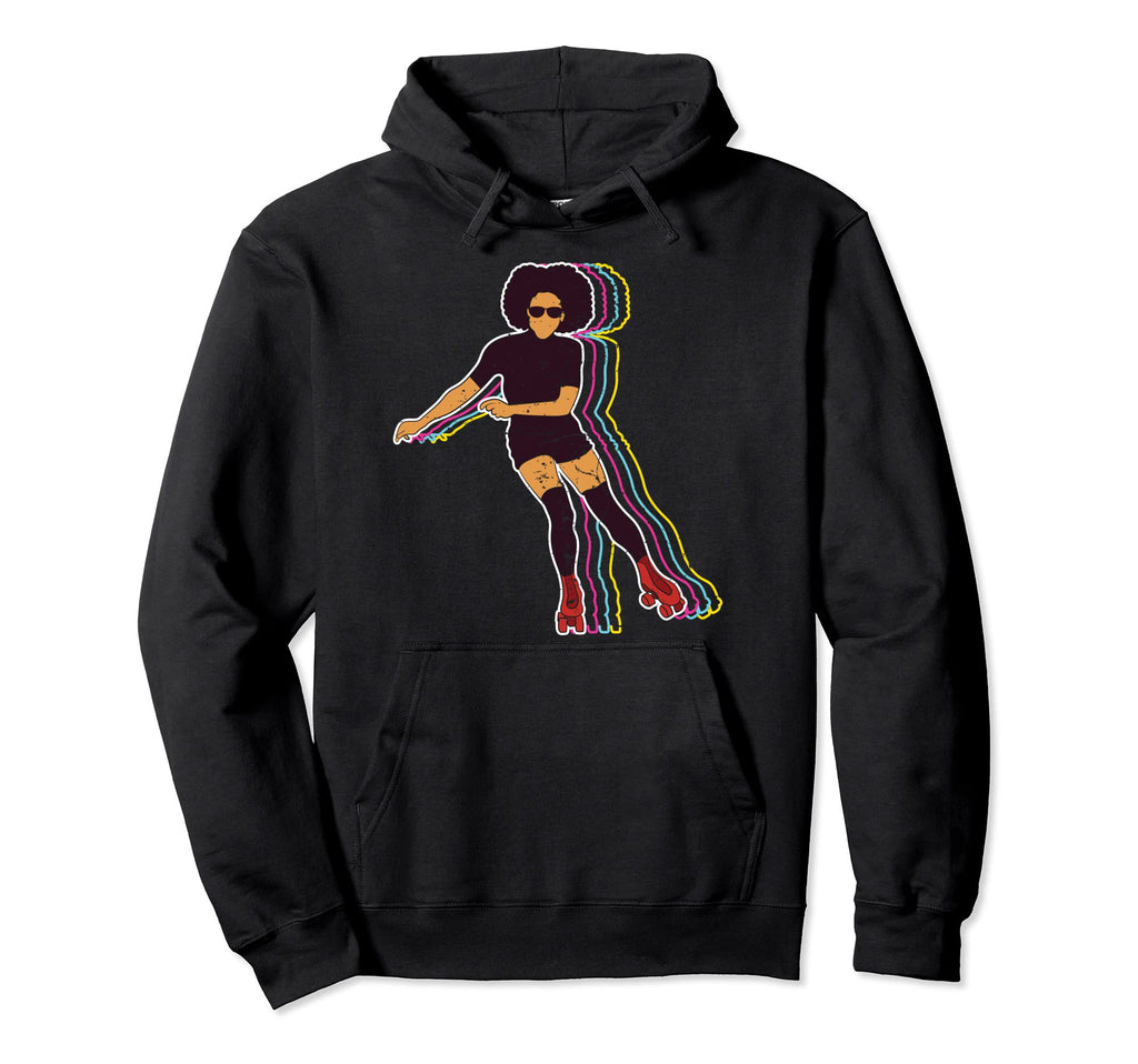 Womens Roller Skating Afro 70S 80S Hoodie - Novelty Apparel Unisex - T-Shirt, Sweatshirt, Hoodie