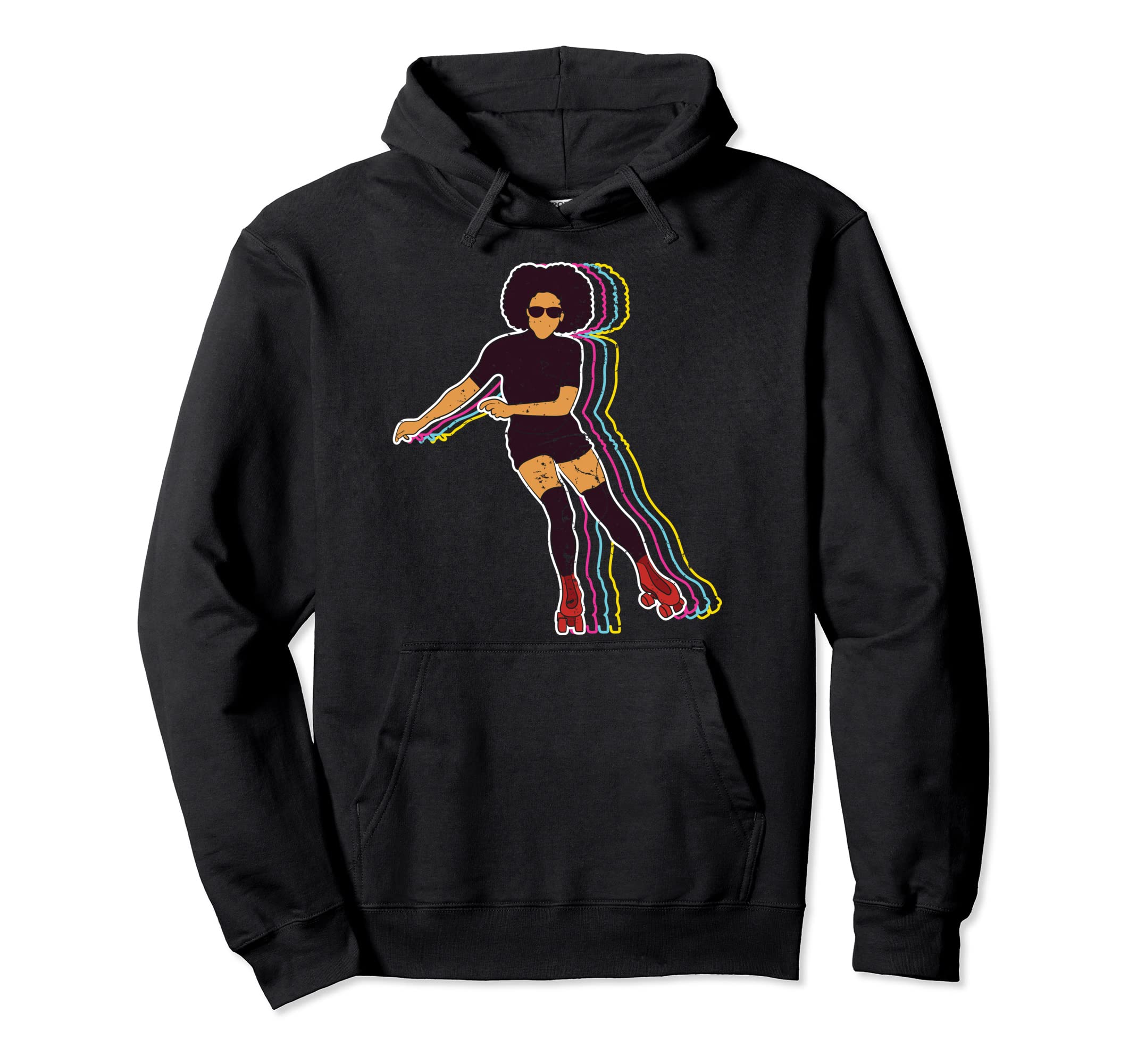 Womens Roller Skating Afro 70S 80S Hoodie - Novelty Apparel Unisex - T-Shirt, Sweatshirt, Hoodie