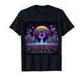 Crypto City Synthwave Bitcoin Sunrise T-Shirt - Unique Graphic Men Women - T-Shirt, Sweatshirt, Hoodie