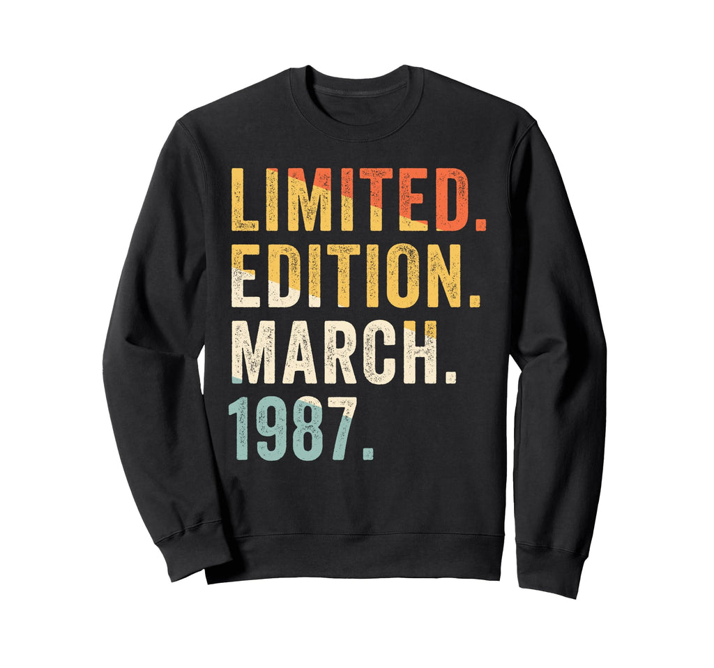 March 1987 Novelty Birthday Message Sweatshirt - Minimalist Print Men Women - T-Shirt, Sweatshirt, Hoodie