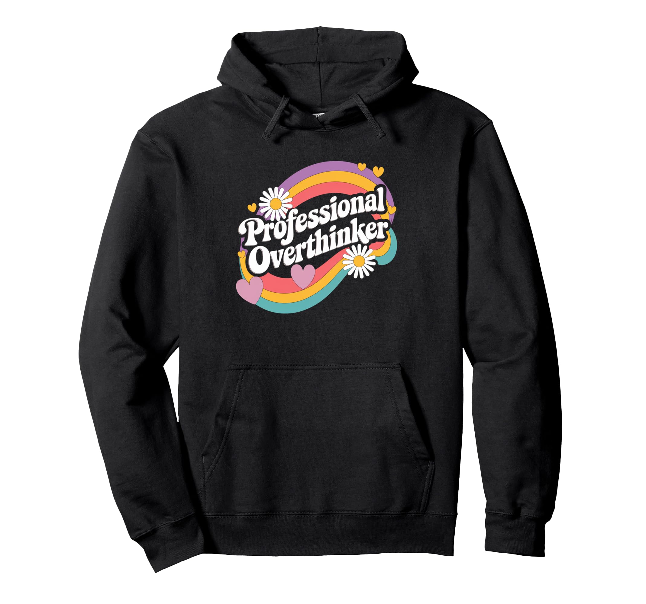 Professional Overthinker Groovy 70S Hoodie - Unique Graphic for Adults - T-Shirt, Sweatshirt, Hoodie