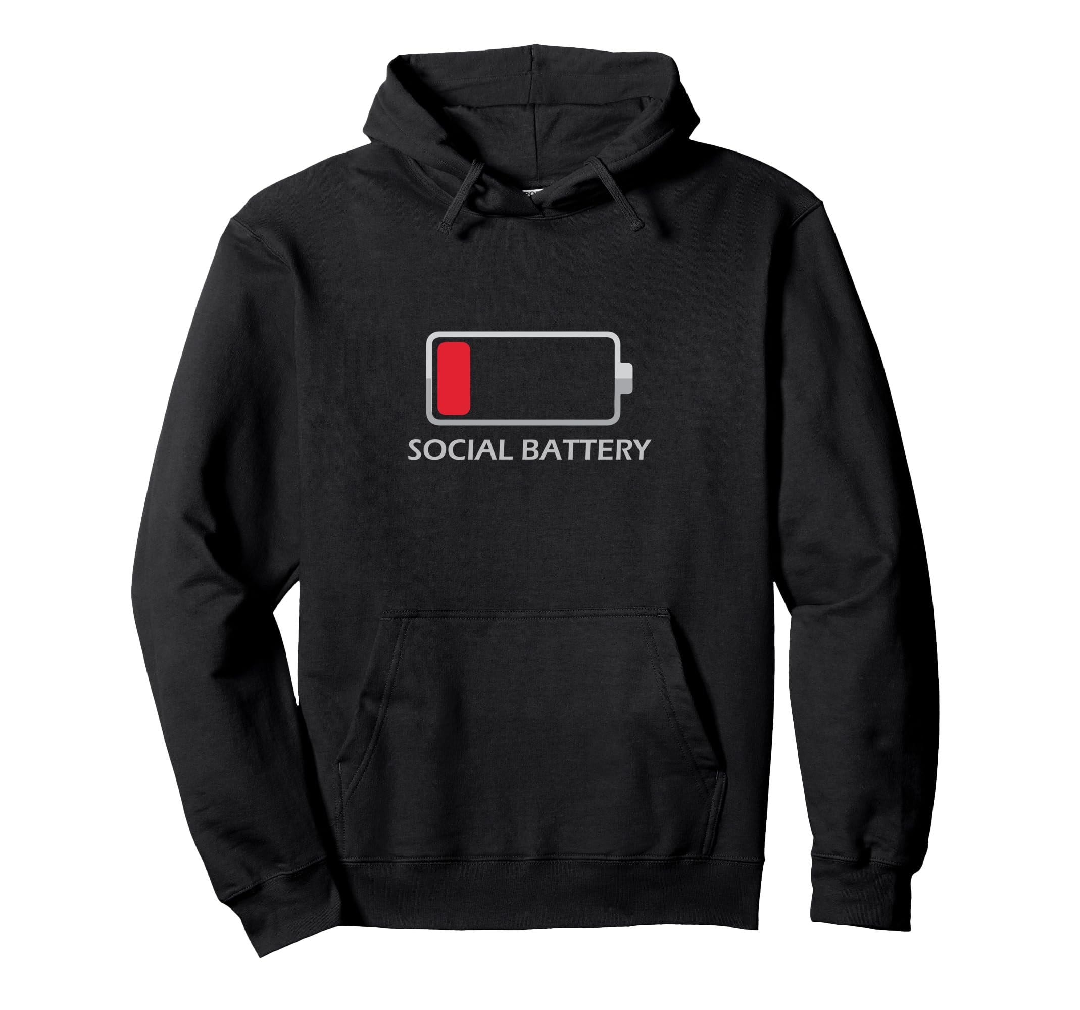 Social Battery Low Funny Introvert Hoodie - Novelty Apparel Men Women - T-Shirt, Sweatshirt, Hoodie