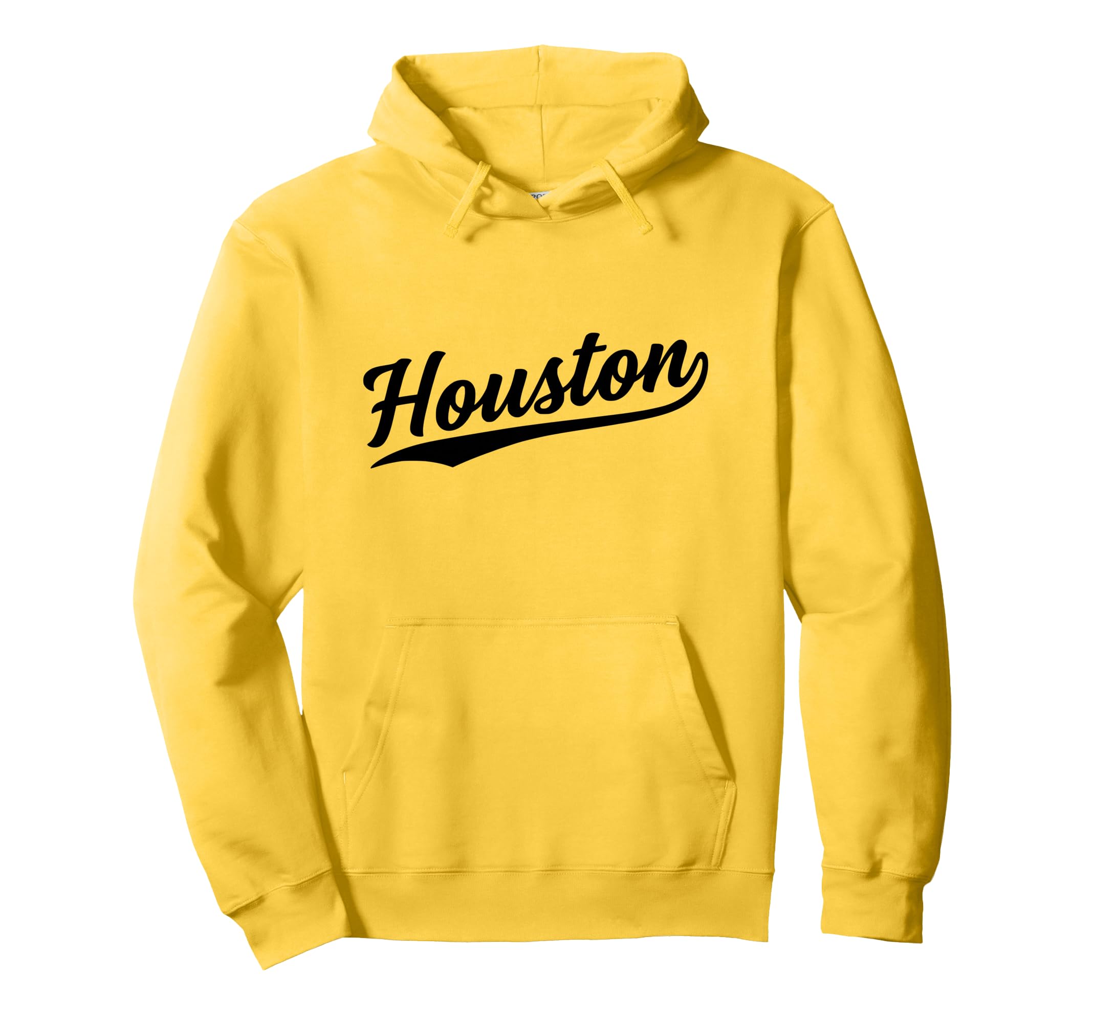 Houston Texas Script 1970S Black Text Hoodie - Streetwear Style Unisex - T-Shirt, Sweatshirt, Hoodie