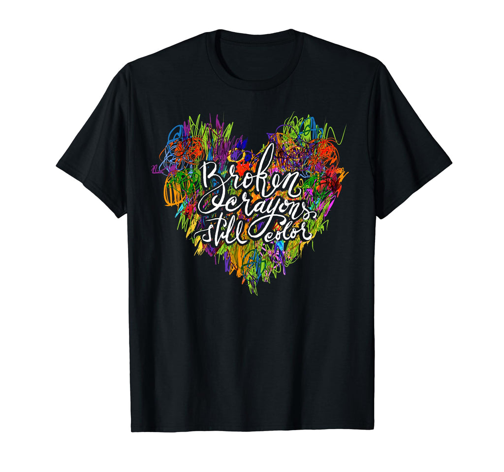 Broken Crayons Still Color Heart T-Shirt - Custom Art Print for Adults - T-Shirt, Sweatshirt, Hoodie