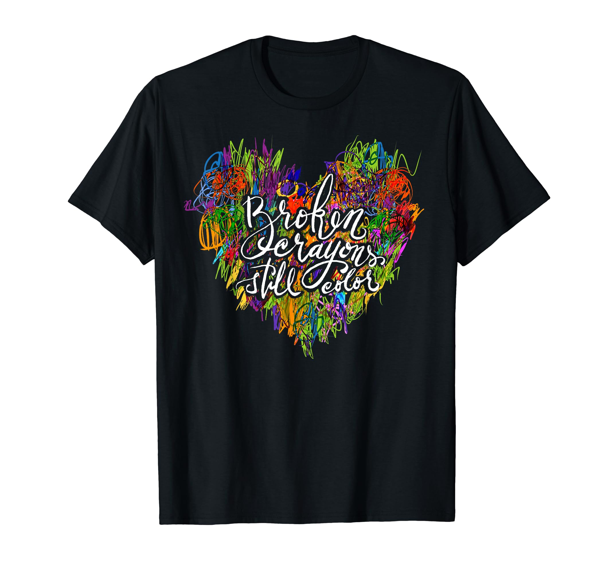 Broken Crayons Still Color Heart T-Shirt - Custom Art Print for Adults - T-Shirt, Sweatshirt, Hoodie