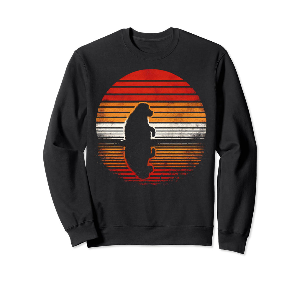 Baboon Monkey Sunset Safari 70S Sweatshirt - Fun Novelty Design for Adults - T-Shirt, Sweatshirt, Hoodie