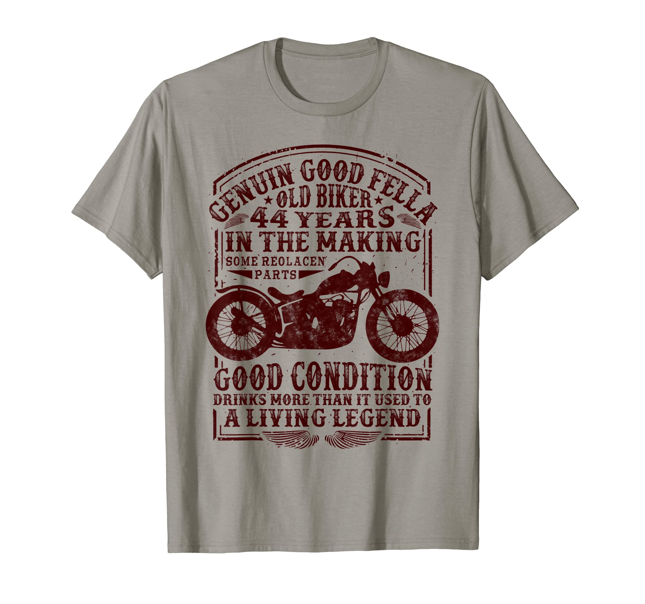 44 Years Old Biker Birthday T-Shirt - Novelty Apparel Men Women - T-Shirt, Sweatshirt, Hoodie