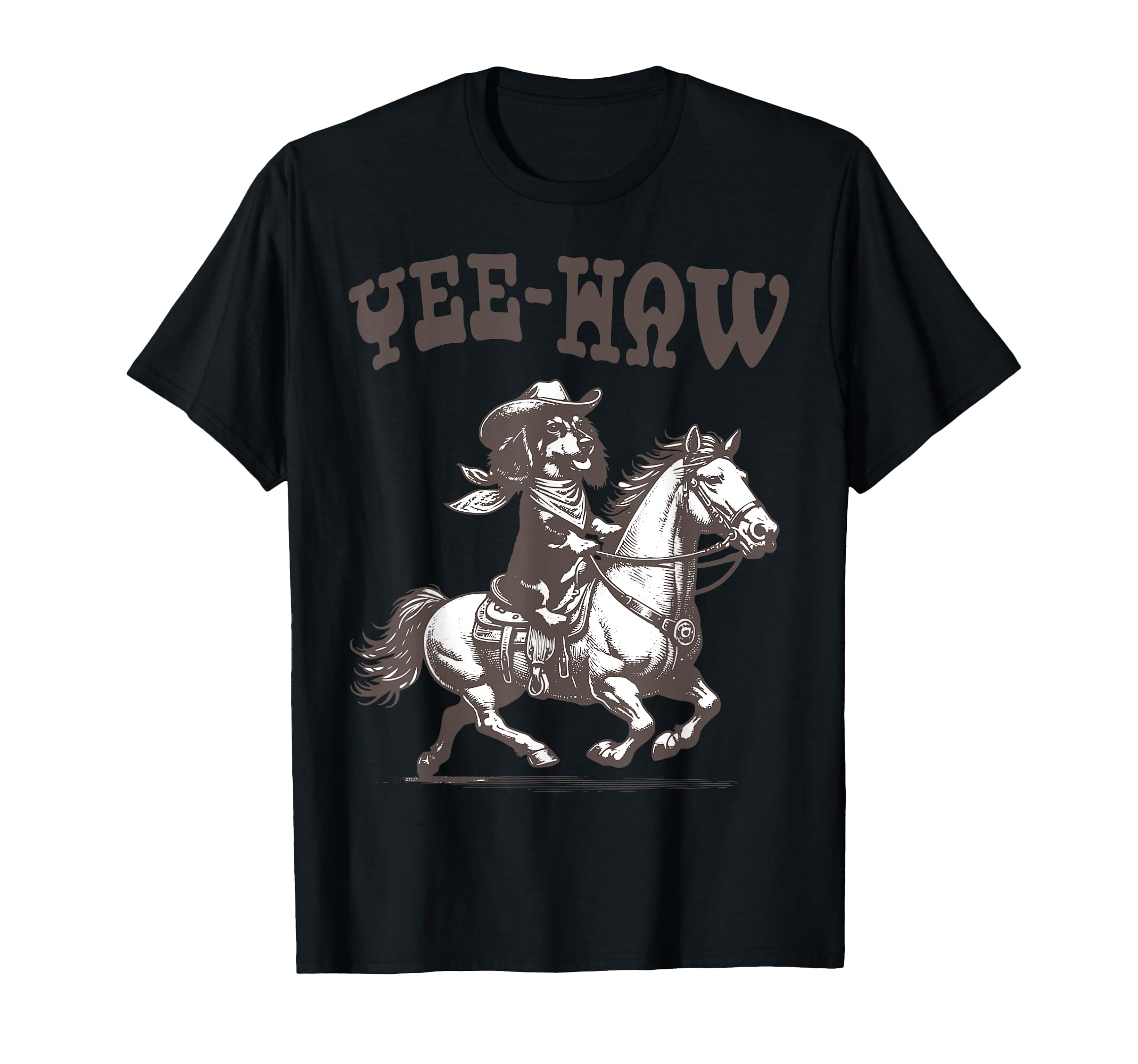 90S Cowboy Dachshund Riding Horse T-Shirt - Fun Novelty Design for Adults - T-Shirt, Sweatshirt, Hoodie