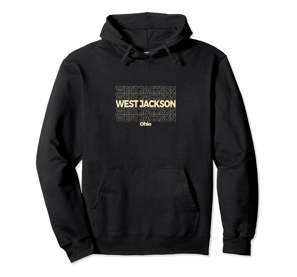 West Jackson Ohio Repeating Text Hoodie - Minimalist Print for Adults - T-Shirt, Sweatshirt, Hoodie