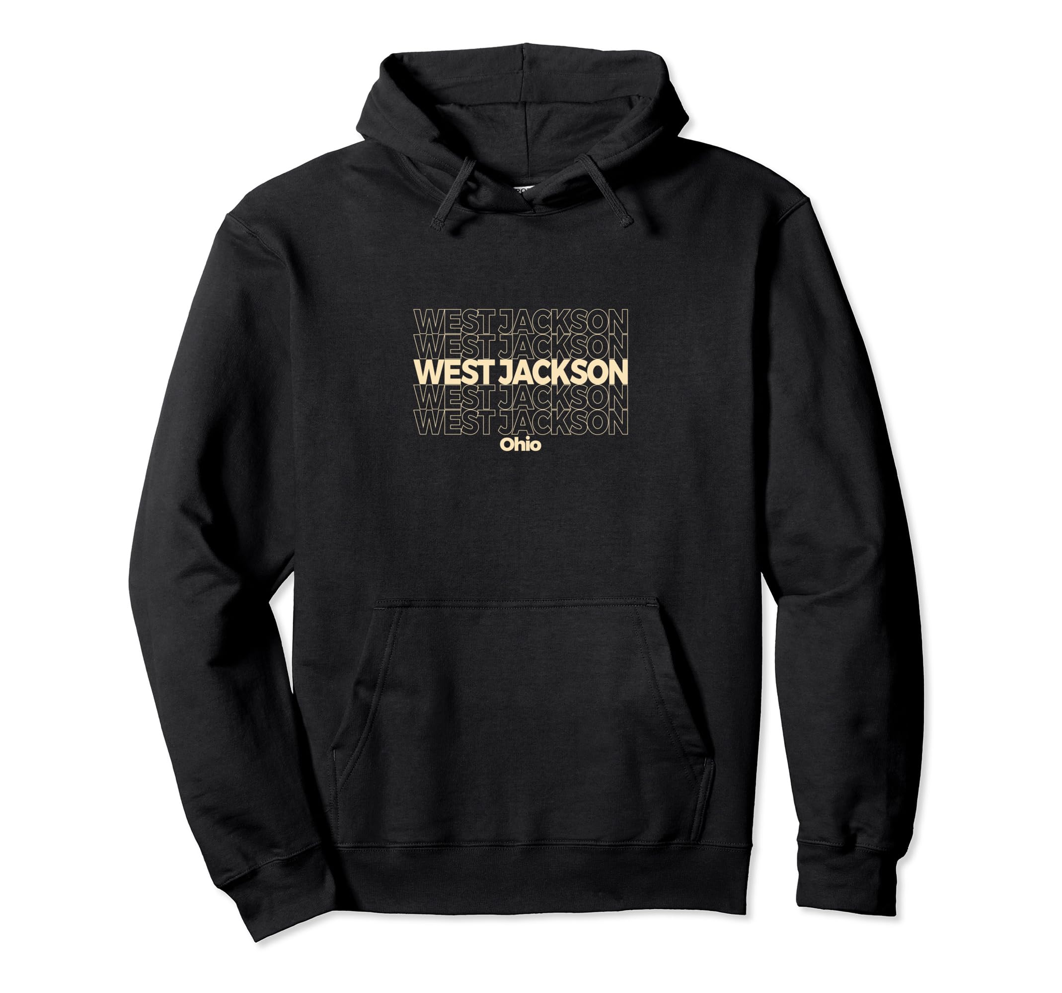 West Jackson Ohio Repeating Text Hoodie - Minimalist Print for Adults - T-Shirt, Sweatshirt, Hoodie