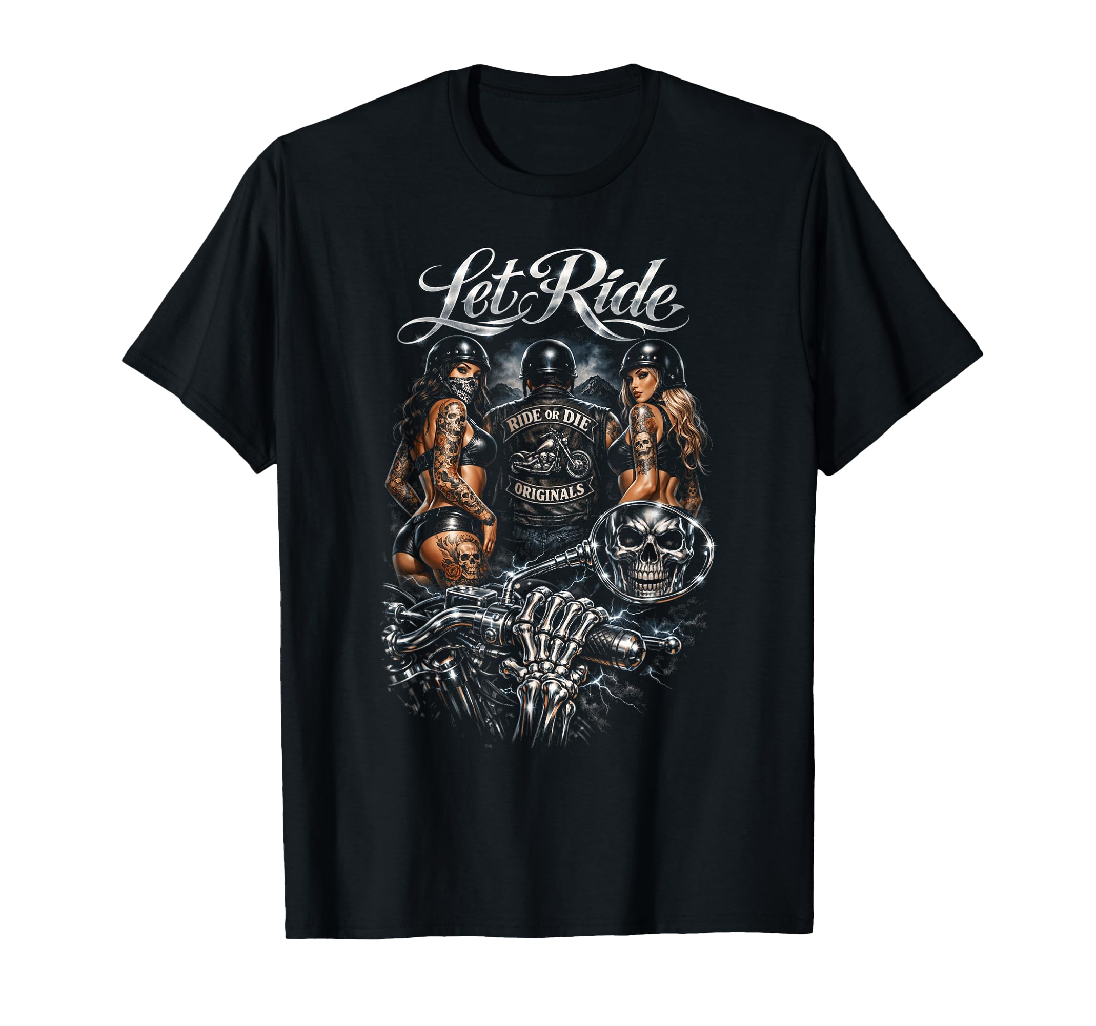 Motorcycle Biker Skull Tattoo Rider T-Shirt - Minimalist Print Men Women - T-Shirt, Sweatshirt, Hoodie