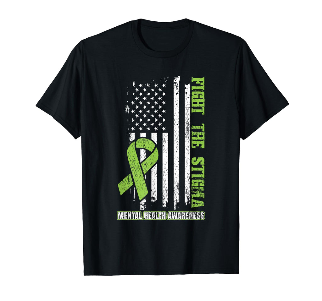 Fight Stigma American Flag Mental T-Shirt - Unique Graphic Men Women - T-Shirt, Sweatshirt, Hoodie