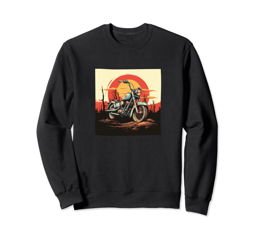 Motorcycle Distressed Sunset Sweatshirt - Trendy Graphic Men Women - T-Shirt, Sweatshirt, Hoodie