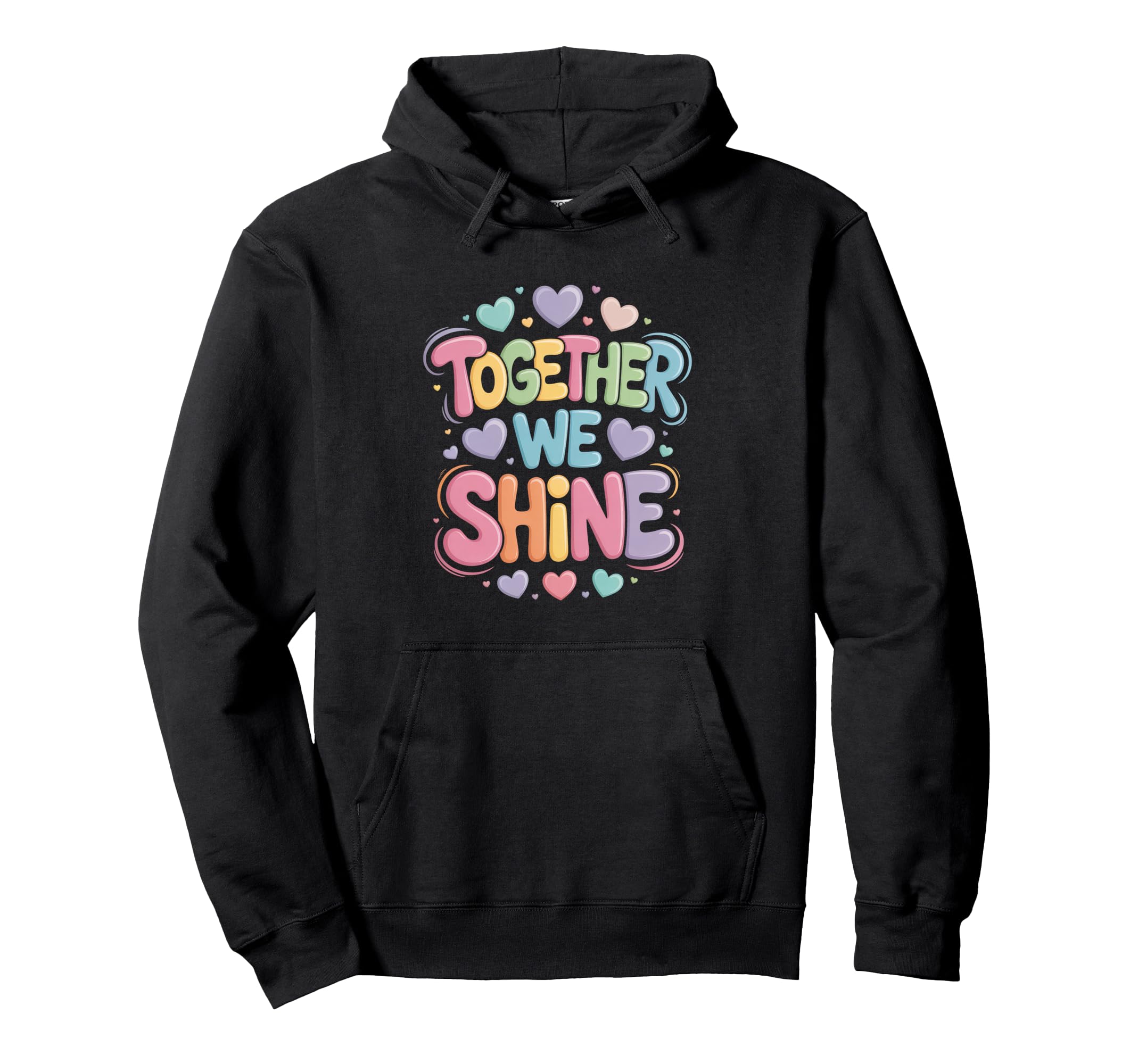 Pastel 3D Bubble Letter Typography Hoodie - Fun Novelty Design Men Women - T-Shirt, Sweatshirt, Hoodie