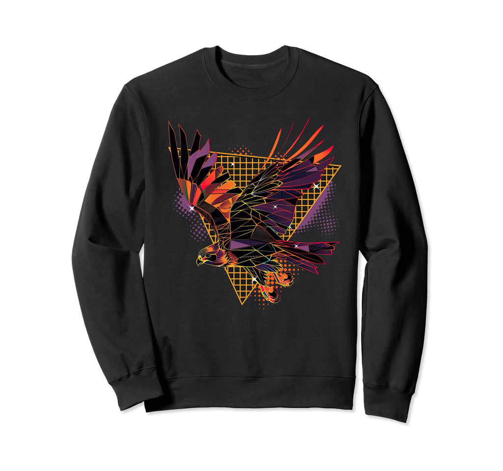 80S Geometric Bird Falcon Synthwave Sweatshirt - Novelty Apparel Unisex - T-Shirt, Sweatshirt, Hoodie