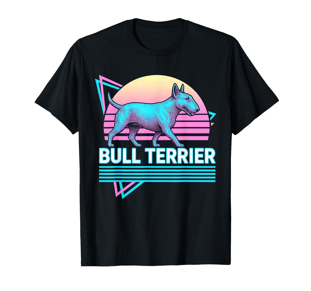 English Bull Terrier Synthwave Aesthetic T-Shirt - Minimalist Print Unisex - T-Shirt, Sweatshirt, Hoodie