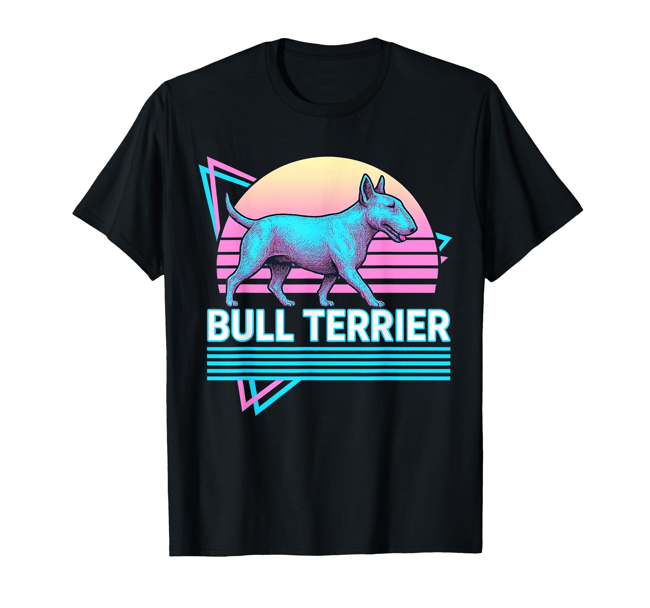 English Bull Terrier Synthwave Aesthetic T-Shirt - Minimalist Print Unisex - T-Shirt, Sweatshirt, Hoodie