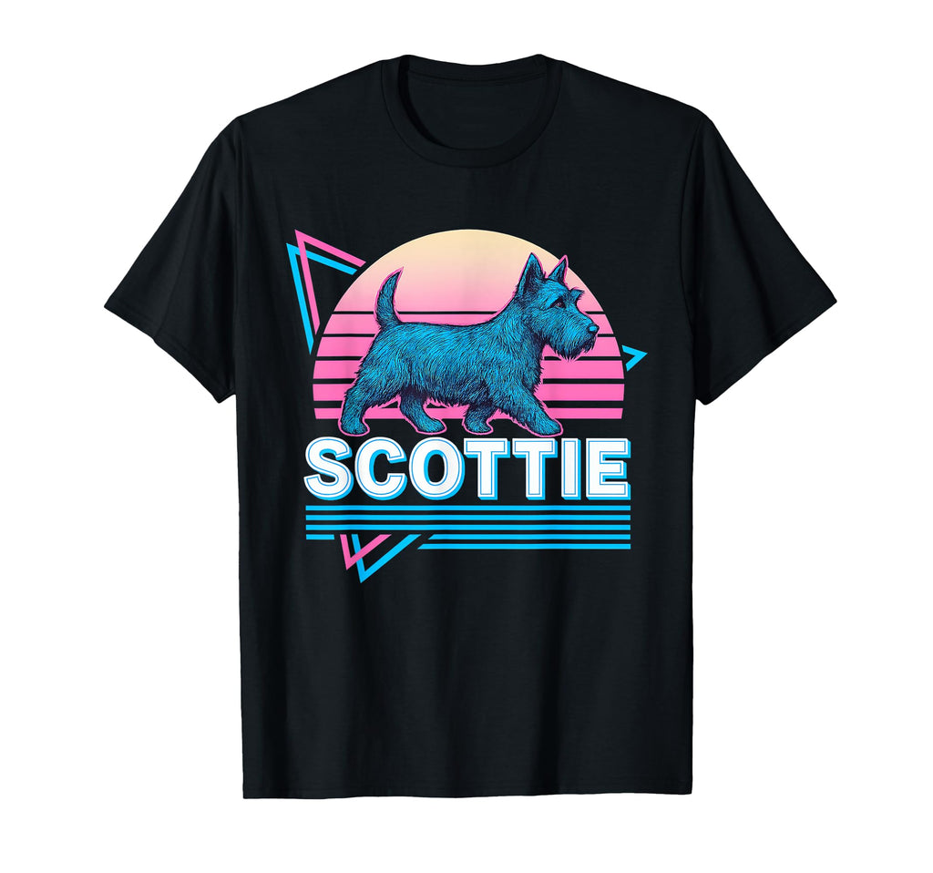 Scottish Terrier Synthwave T-Shirt - Fun Novelty Design for Adults - T-Shirt, Sweatshirt, Hoodie