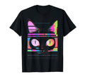 Psychedelic Trippy Glitch Cat 80S T-Shirt - Fun Novelty Design Men Women - T-Shirt, Sweatshirt, Hoodie