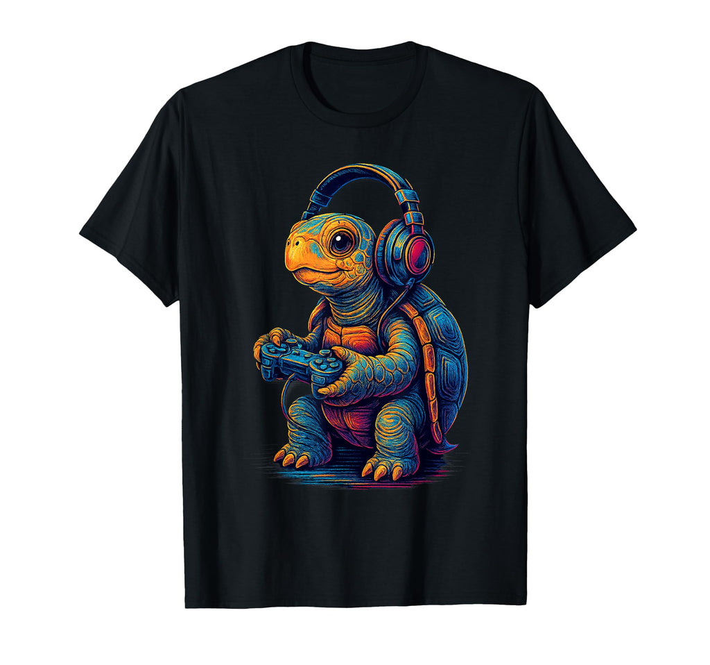 Tortoise Gamer Gaming Animal Lover T-Shirt - Custom Art Print Unisex - T-Shirt, Sweatshirt, Hoodie