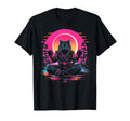 Synthwave Cat Samurai Mediation T-Shirt - Casual Everyday Wear Unisex - T-Shirt, Sweatshirt, Hoodie