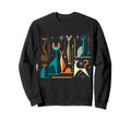 Mid Century Long Neck Cats 50S 60S Sweatshirt - Trendy Graphic Unisex - T-Shirt, Sweatshirt, Hoodie
