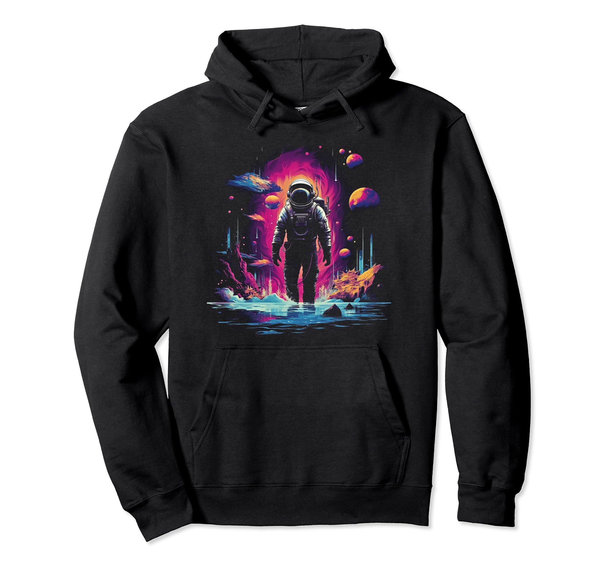 Synthwave Astronaut Cyberpunk 80S Sci Hoodie - Novelty Apparel Men Women - T-Shirt, Sweatshirt, Hoodie