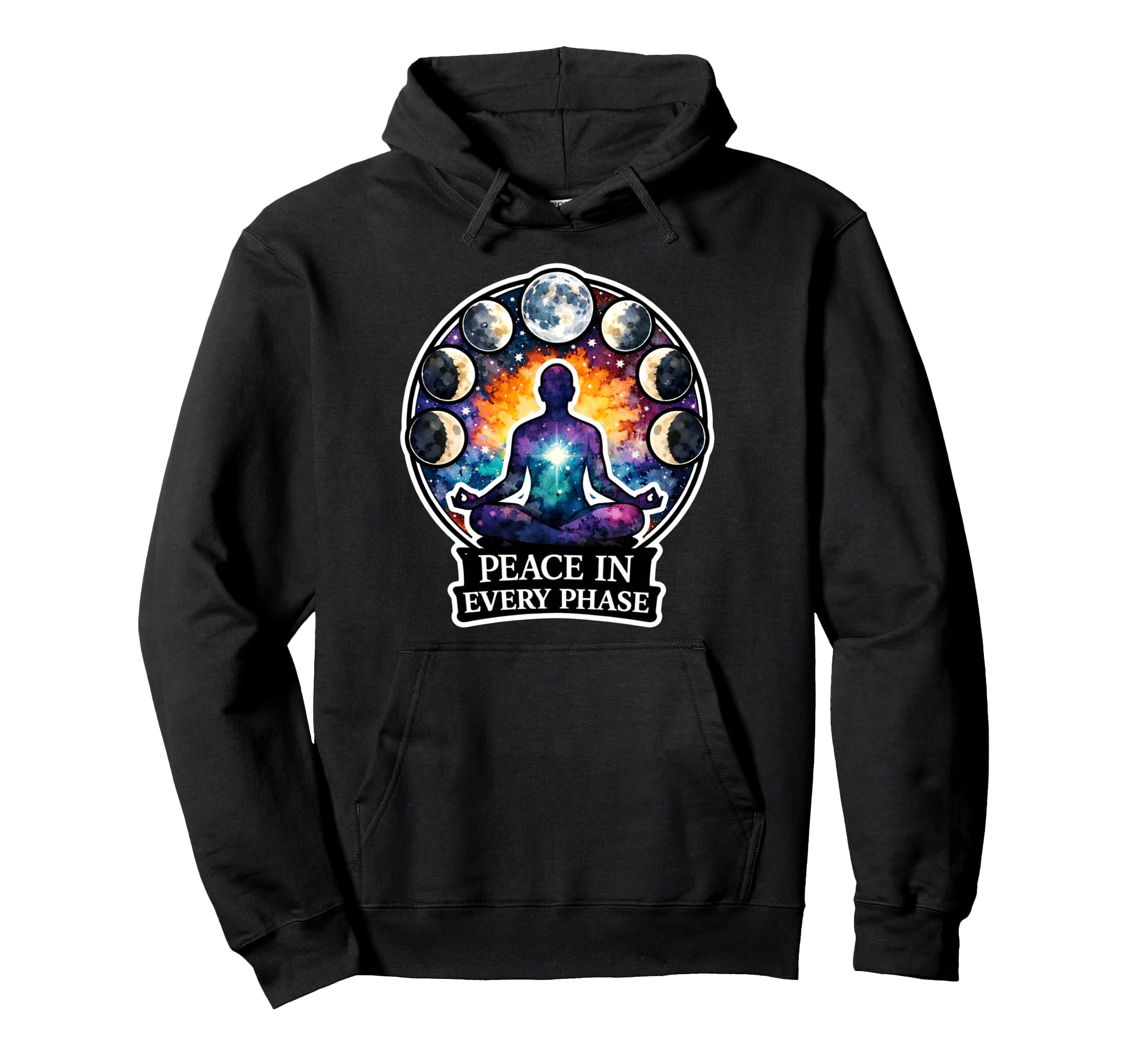Moon Meditation Lunar Mindfulness Hoodie - Trendy Graphic Men Women - T-Shirt, Sweatshirt, Hoodie