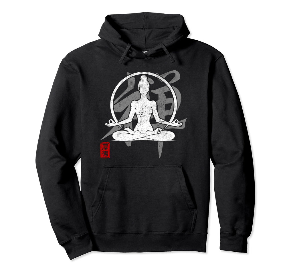 Yoga Zen Japan Kanji Art Meditation Hoodie - Fun Novelty Design Men Women - T-Shirt, Sweatshirt, Hoodie
