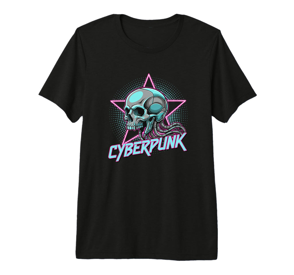 Cyberpunk Skull 80S Synthwave Sci Fi T-Shirt - Novelty Apparel Unisex - T-Shirt, Sweatshirt, Hoodie