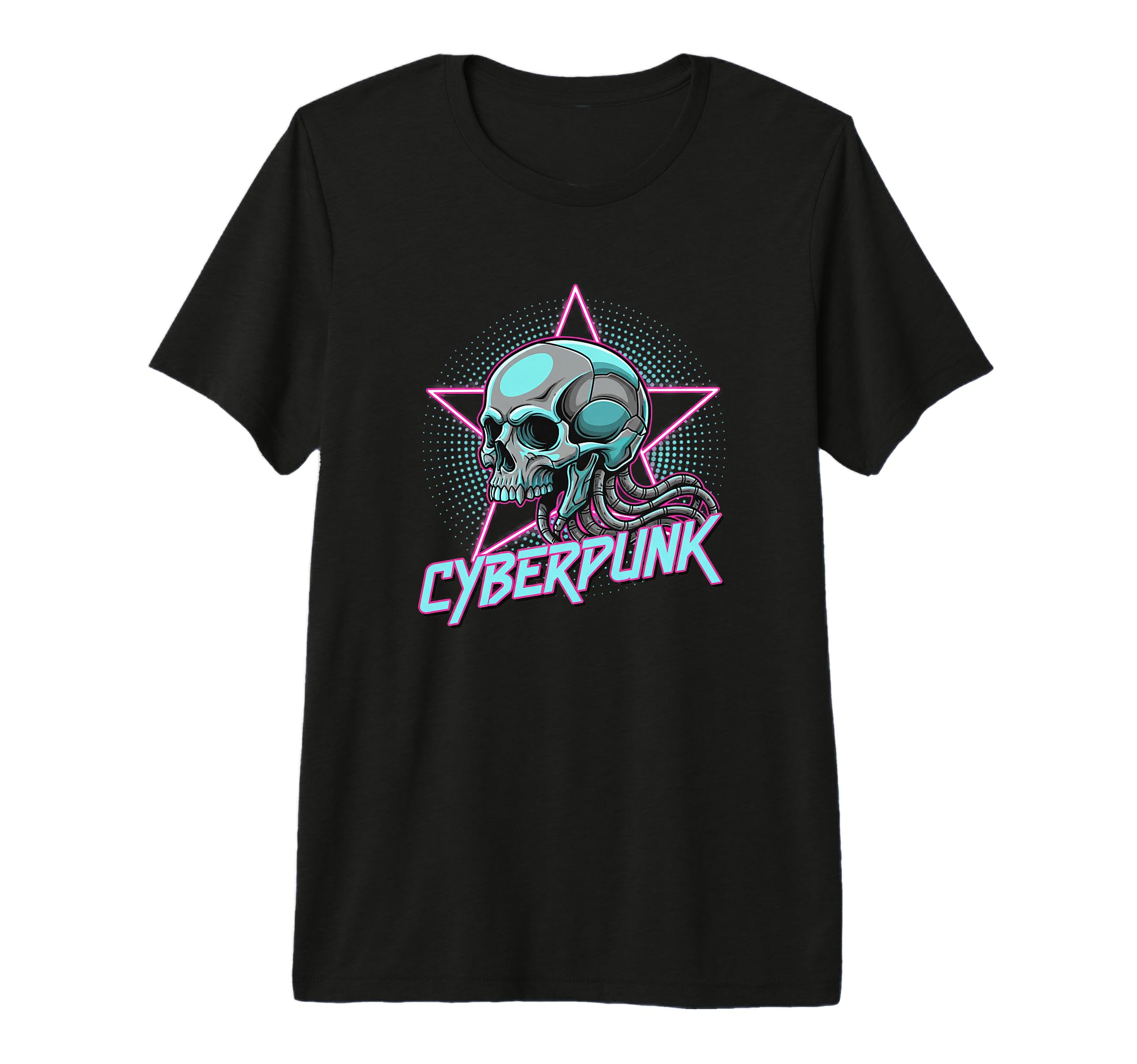 Cyberpunk Skull 80S Synthwave Sci Fi T-Shirt - Novelty Apparel Unisex - T-Shirt, Sweatshirt, Hoodie