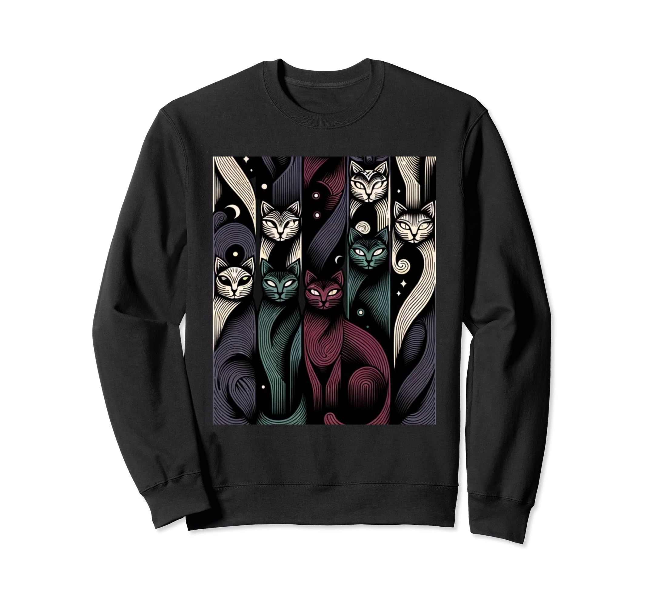Dark Mid Century Long Neck Sweatshirt - Casual Everyday Wear Men Women - T-Shirt, Sweatshirt, Hoodie