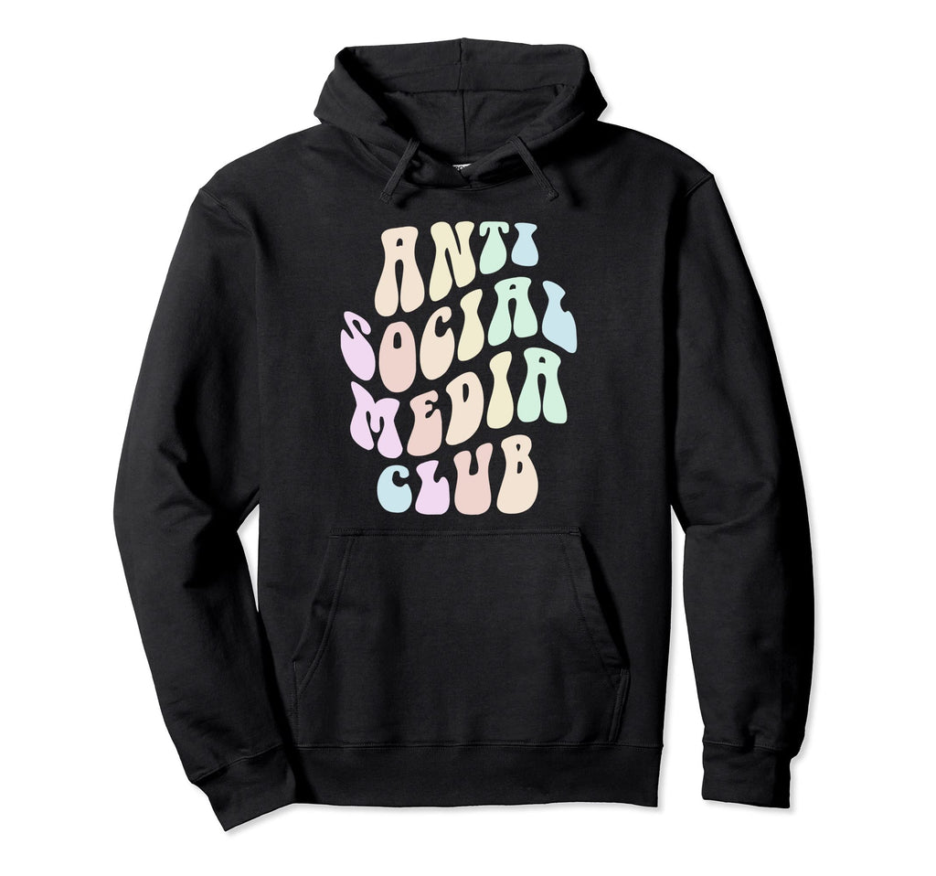 Groovy Anti Social Media Club Introvert Hoodie - Novelty Apparel Unisex - T-Shirt, Sweatshirt, Hoodie